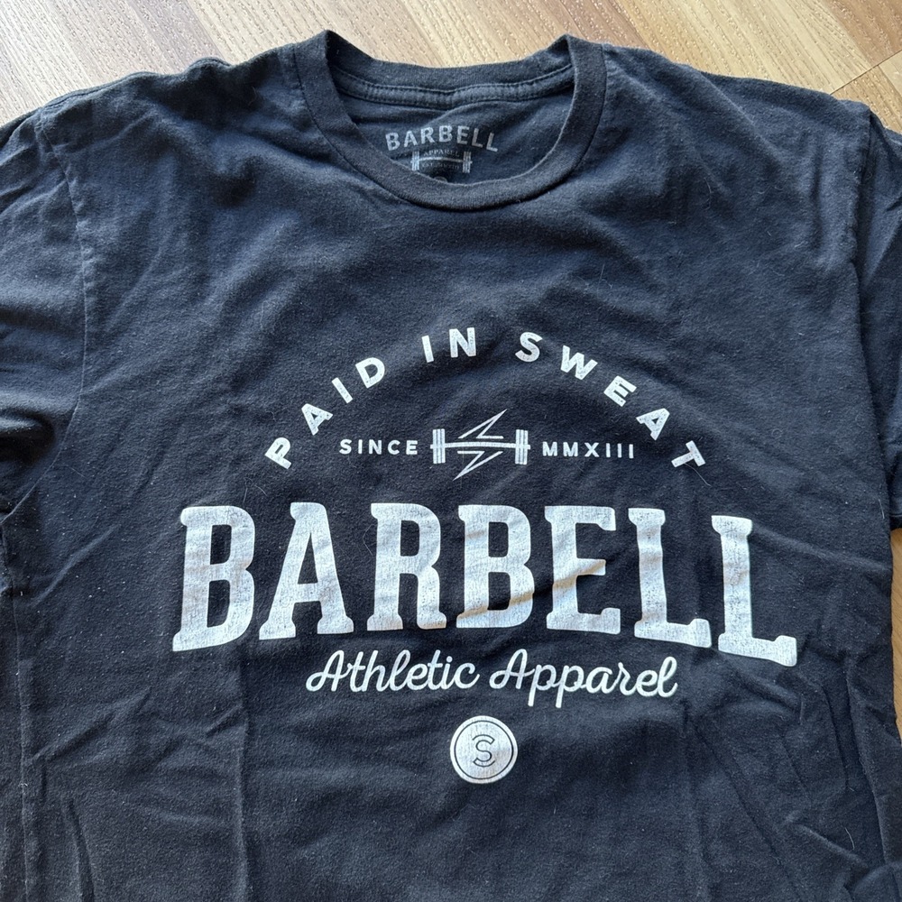 Barbell Apparel Paid In Sweat Shirt Black Athletic Gym Workout Graphic Size Smal